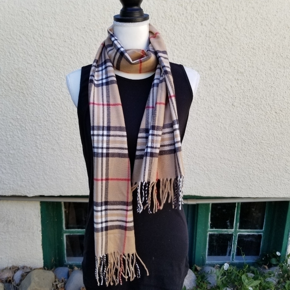 cozy tan plaid nova check scarf super soft